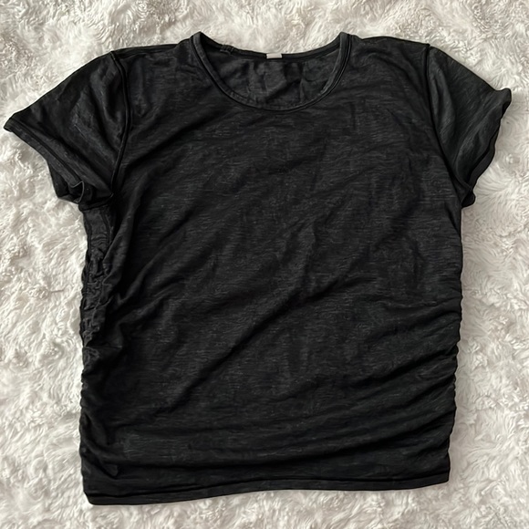 lululemon athletica Tops - Lululemon dark grey cinched cropped tee size 8.